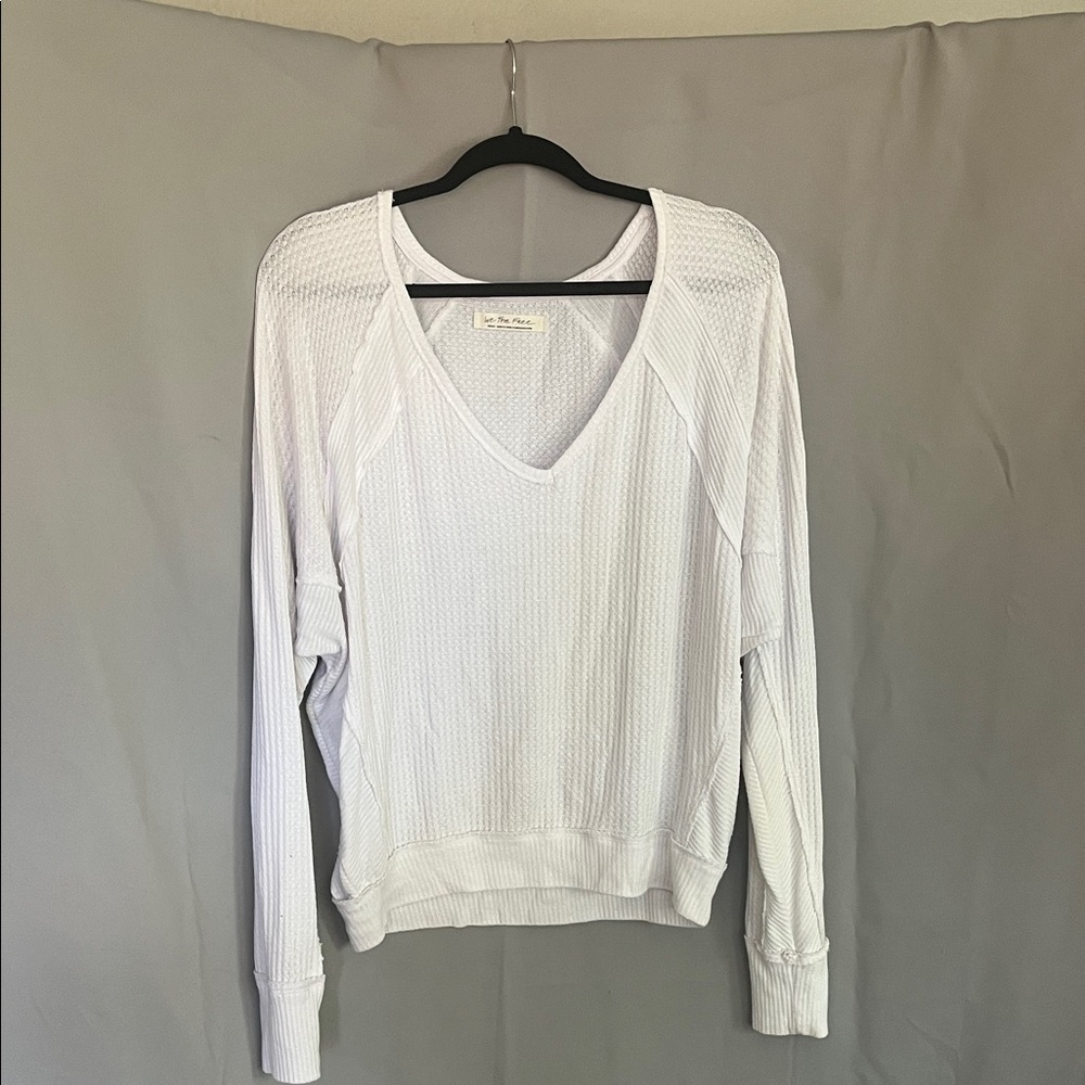 We The Free White V-Neck Sweatshirt